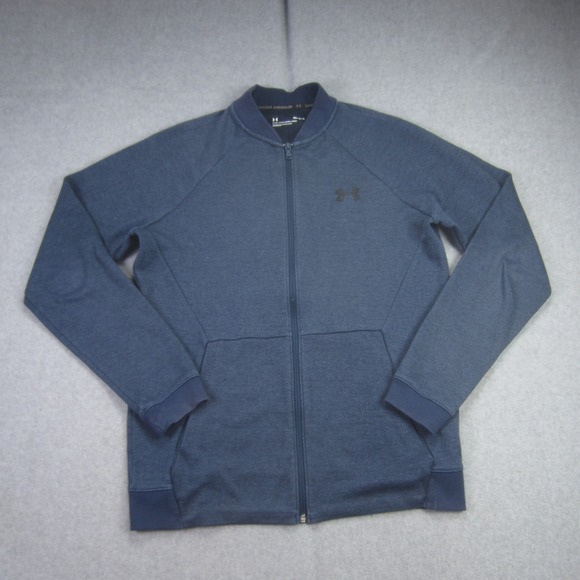 Under Armour Other - Under Armour Jacket Mens Medium Blue Full Zip Knit‎ Bomber Fitted